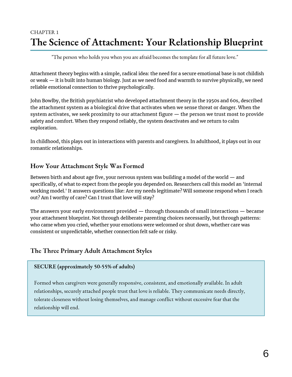 Secure Attachment Blueprint Page 6
The Three Attachment Style Boxes
